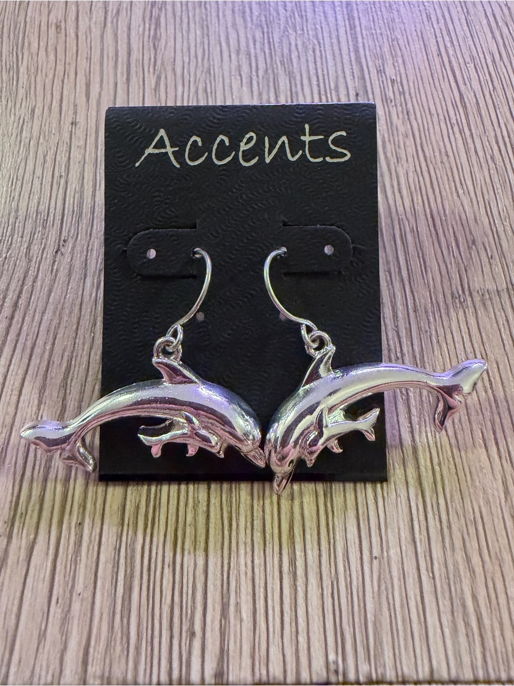 Silver Dolphin Drop Earrings